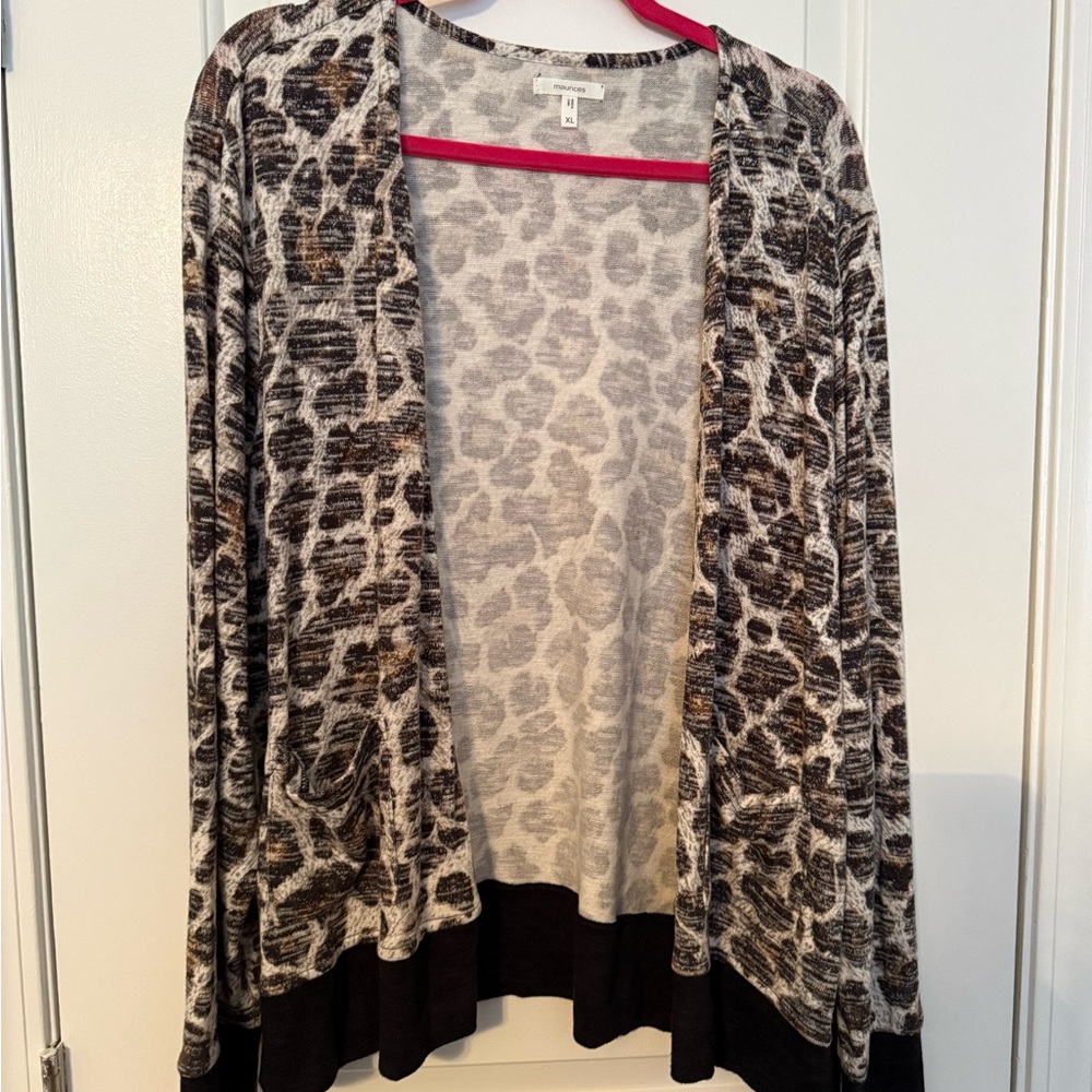 Maurices Animal Print Open Cardigan - Black, Gray, Cream